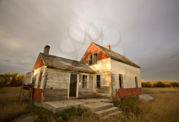 Abandoned Farmhouse at sunset Saskatchewan Canada