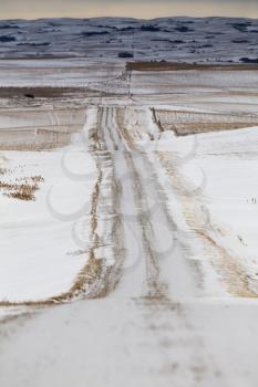 Prairie Landscape in winter Saskatchewan Canada scenic