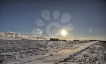 Sundogs in Winter in Saskatchewan Canada scenic