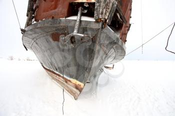 Old Abandoned rusty Sailboat on Lake Ontario Canada