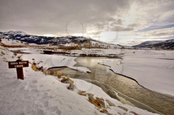 Yellowstone Park Wyoming Winter Snow soda butte creek