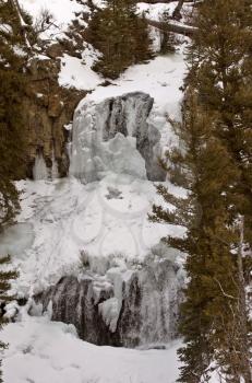 Yellowstone Park Wyoming Winter Snow Waterfall