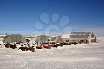 Old Farm Machinery in Winter Saskatchewan