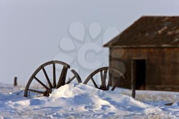 Wagon Wheel in Winter Saskatchewan