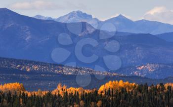 mountains and colorful trees during British Columbia autumn