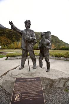 Statue of gold seekers at Skagway Alaska