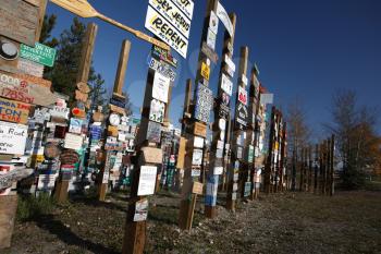 Sign posts forest in Watson Lake Yuko