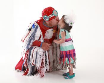 Dad and Daughter Native American Canadian Dance in Full Regalia 