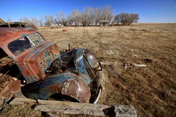 Old Vintage Car in Field Saskatchewan