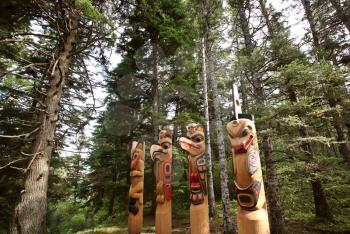 Totem poles  at Kitsumkalum Provincial Park