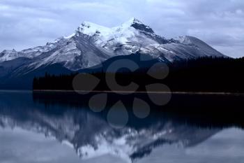 Rocky Mountains at Maligne Lake in Alberta
