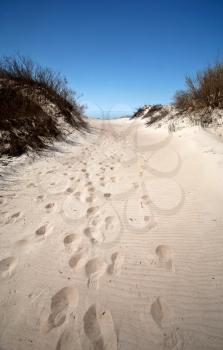 foorprints in sand at Grand Beach Manitoba