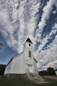 Country Church with Dramatic Sky Manitoba Canada
