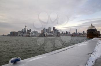 Toronto Polson Pier Winter ice storm skyline city