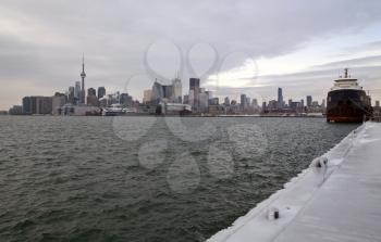 Toronto Polson Pier Winter ice storm skyline city