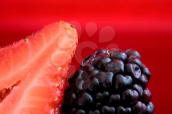 Strawberry and Blackberry Close up macro studio