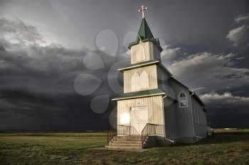 Storm Clouds Saskatchewan country church in Canada