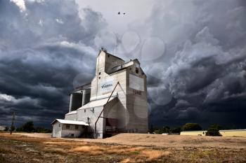 Storm Clouds Saskatchewan Grain Elevator in Canada