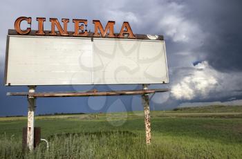 Storm Clouds Saskatchewan Prairie Vintage Drive In Sign