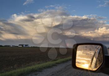 Storm Clouds Saskatchewan Prairie mirror reflection sunset