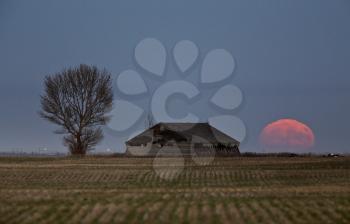 Abandoned Buildings Saskatchewan rural countryside scenic Canada super moon