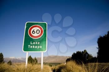 Lake Tekapo New Zealand Signage and speed limit