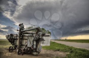 Prairie Storm Clouds Canada Saskatchewan Summer combine