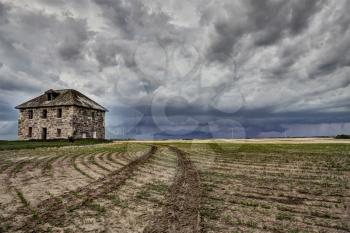 Prairie Storm Clouds Canada Saskatchewan Abandoned Buildings