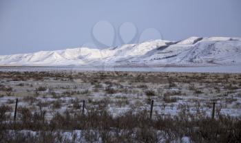 Winter Scene Saskatchewan Badlands Big Muddy Valley