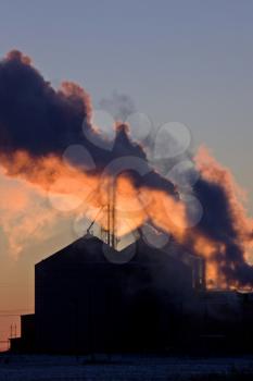 Pollution at Sunset Saskatchewan Canada Ethanol Plant