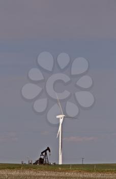 Wind Turbine and Oil Pump in Saskatchewan Canada
