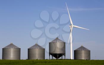 Wind Turbine Canada and Granaries in Saskatchewan Canada