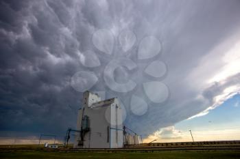 Prairie Storm Clouds Saskatchewan Canada Grain Elevator