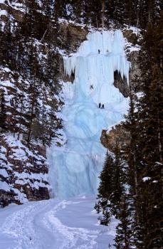 Ice Climbing Lake Louise Waterfall Frozen Canada