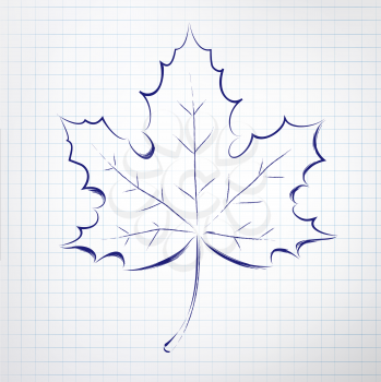 Autumn leaf. Notepad sketch. Vector illustration.