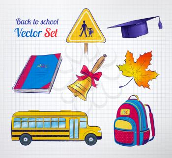 Back to school vector set. Isolated.