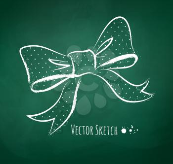 Chalkboard drawing of a bow. Vector illustration. Isolated.