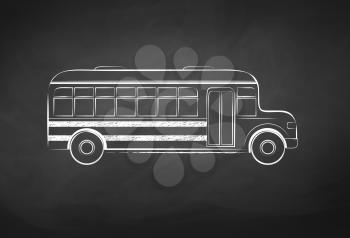 School bus. Chalkboard drawing. Vector illustration.