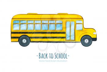 School bus. Hand drawn vector illustration. isolated.