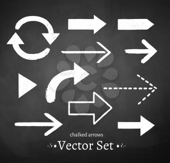 Chalked arrows set. Vector illustration.