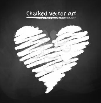 Chalked heart. Vector sketch.