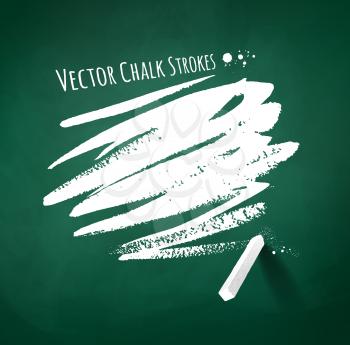 Hand drawn chalk strokes on green chalkboard background. Vector EPS 10. Isolated.