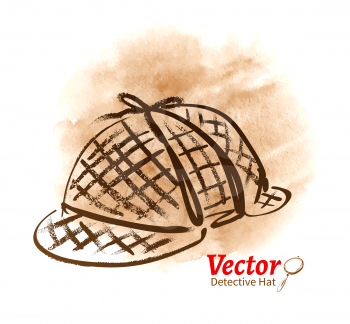 Detective hat. Vector sketch. Isolated.