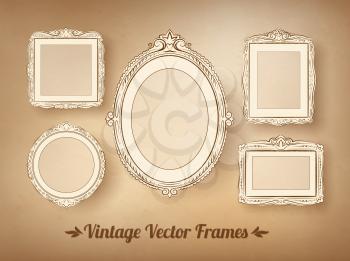 Vintage baroque frames set. Vector illustration.
