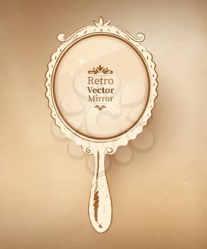 Hand drawn vintage mirror. Vector illustration.
