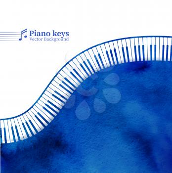 Piano keys watercolor background. Vector illustration.