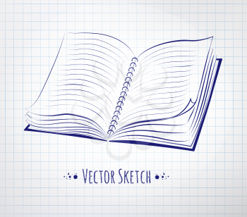 School notebook drawn on checkered paper. Vector illustration. isolated.