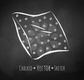 Chalkboard drawing of pillow. Vector illustration. Isolated.