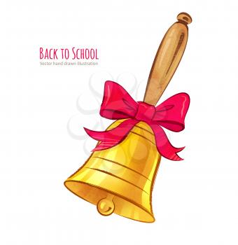 School bell. Hand drawn vector illustration. isolated.