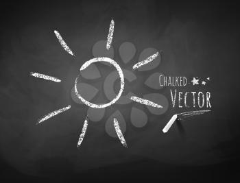 Chalkboard drawing of sun. Vector illustration. Isolated.